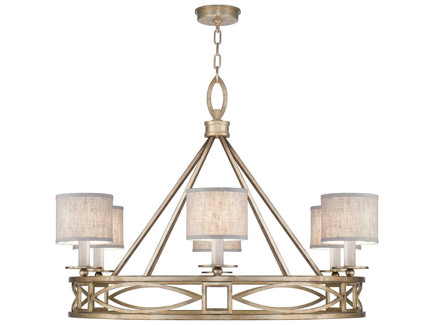Fine Art Handcrafted Lighting Cienfuegos 6-Light Gold Leaf Candelabra Drum Chandelier