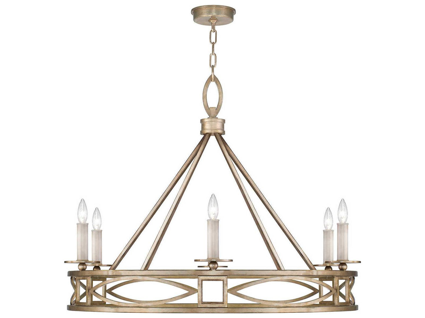 Fine Art Handcrafted Lighting Cienfuegos 6-Light Candelabra Chandelier in Gold Leaf