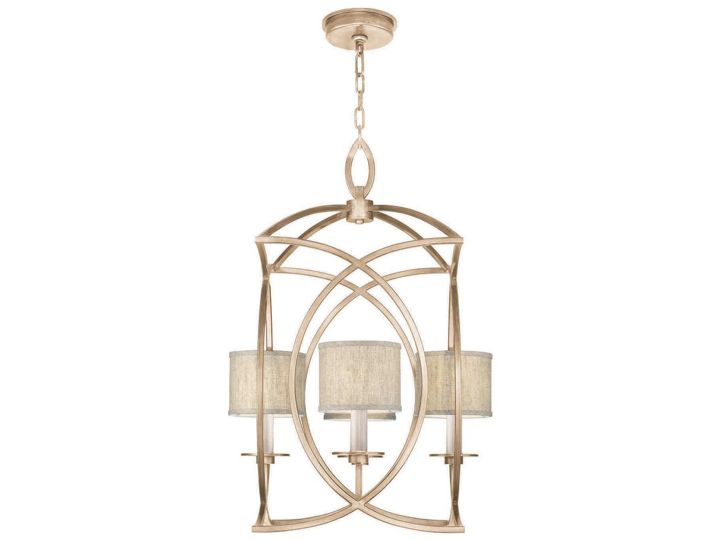 Fine Art Handcrafted Lighting Cienfuegos 4-Light Gold Leaf Candelabra Drum Chandelier with White Shades