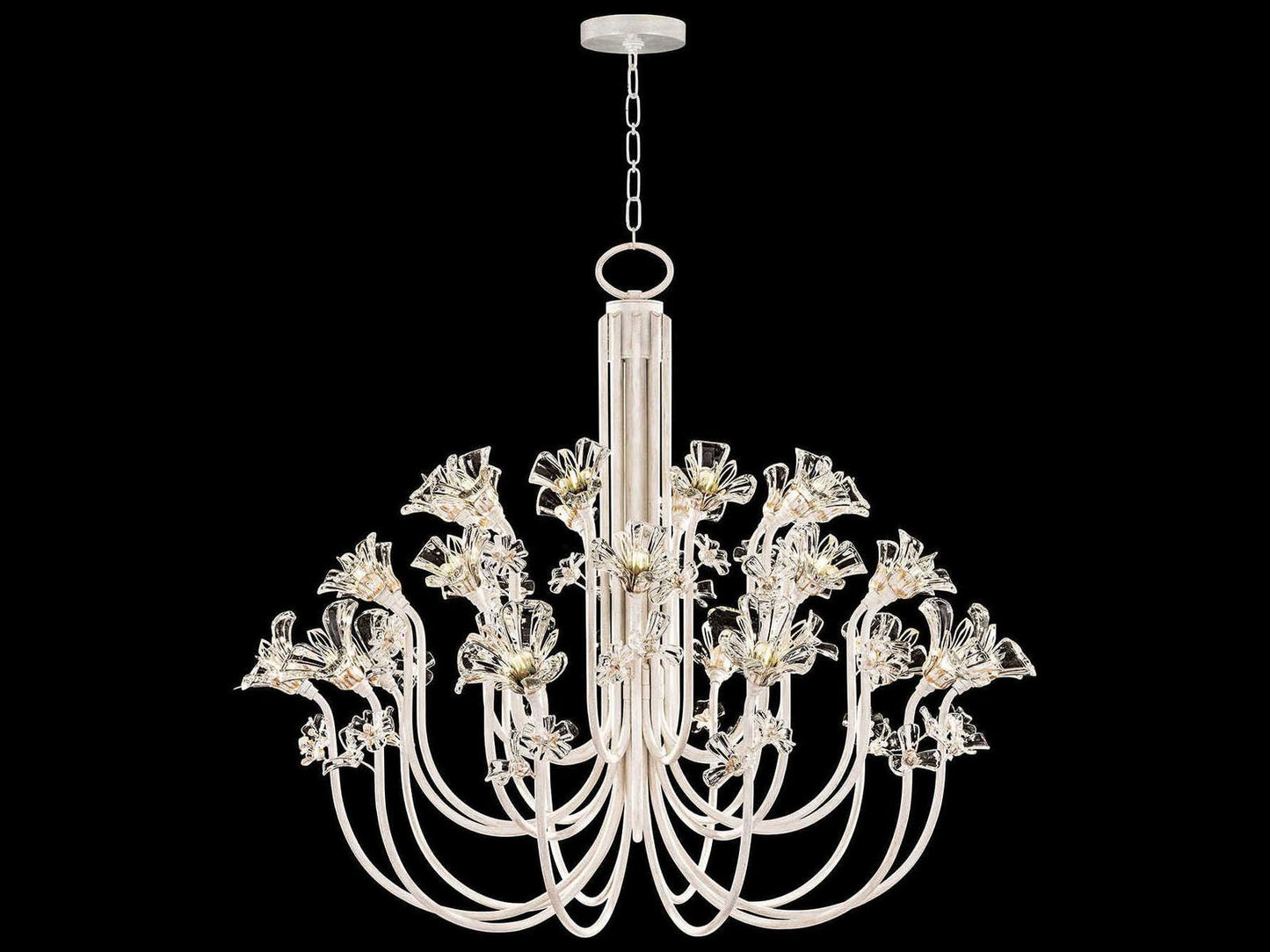 Fine Art Handcrafted Lighting Azu 30-Light White Crystal Candelabra Chandelier
