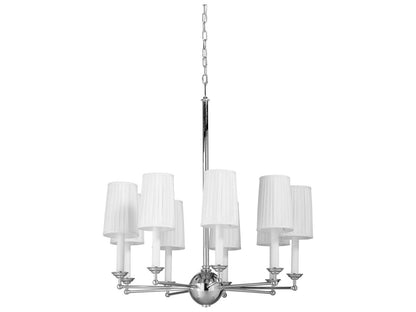 Frederick Cooper 9-Light Jermyn Street Polished Nickel Chandelier with Off White Silkette Shade