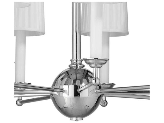 Frederick Cooper 9-Light Jermyn Street Polished Nickel Chandelier with Off White Silkette Shade