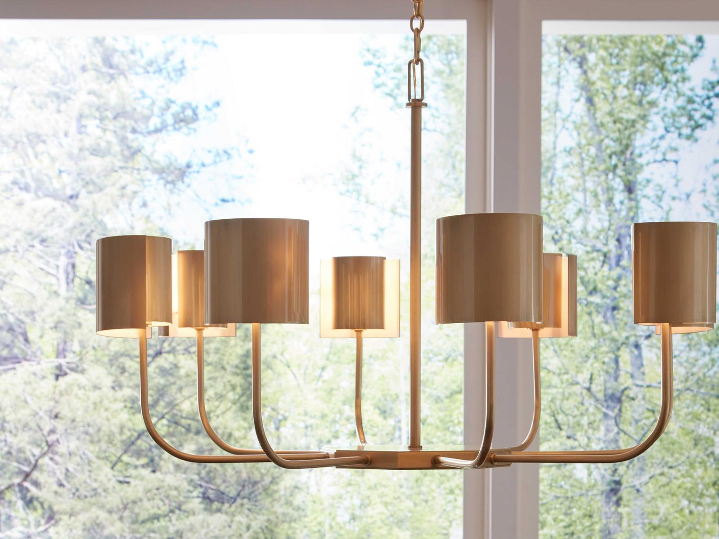 Frederick Cooper 8-Light Castle Yard Geometric Linear Chandelier in Antique Brass