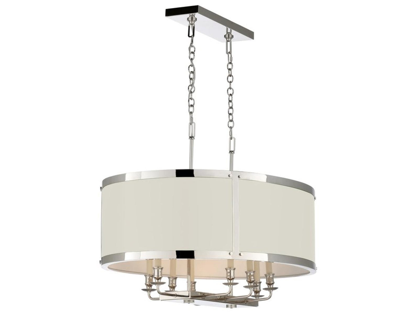 Frederick Cooper 8-Light High Street Oval Chandelier in Polished Nickel and White