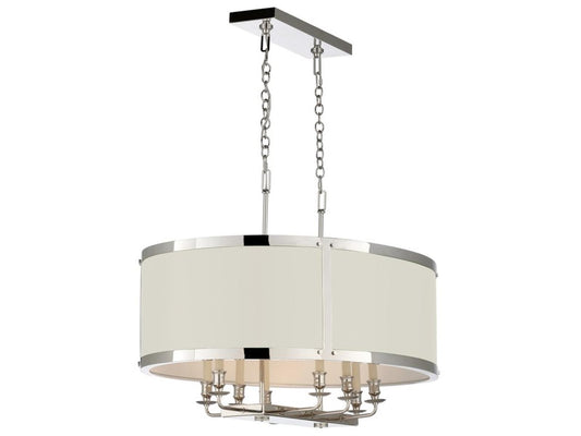 Frederick Cooper 8-Light High Street Oval Chandelier in Polished Nickel and White