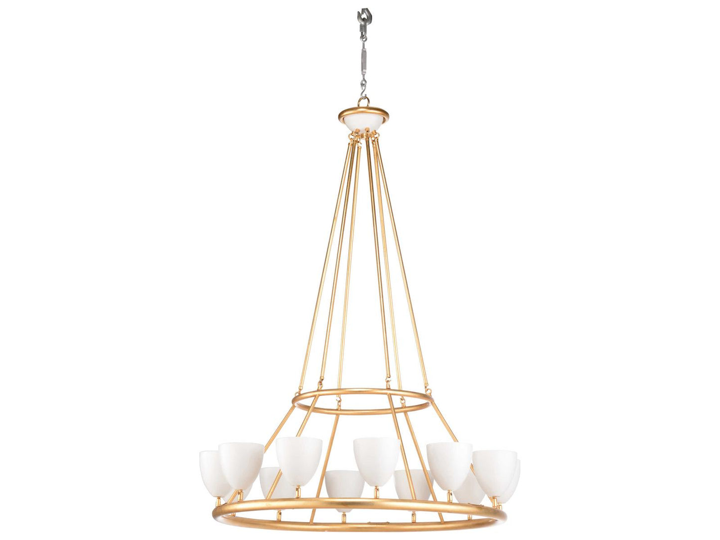Frederick Cooper Larry Laslo Marilyn 12-Light Candelabra Chandelier in Antique Gold Leaf and Matte White