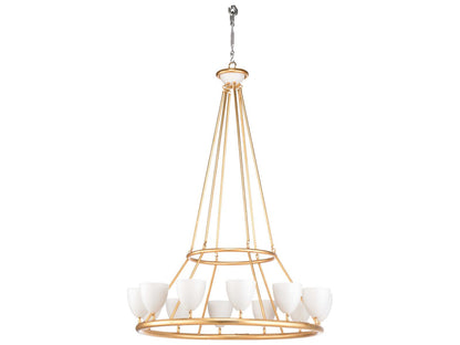Frederick Cooper Larry Laslo Marilyn 12-Light Candelabra Chandelier in Antique Gold Leaf and Matte White