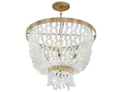 Fredrick Ramond Dune 6-Light Burnished Gold Chandelier with Sea Glass Accents