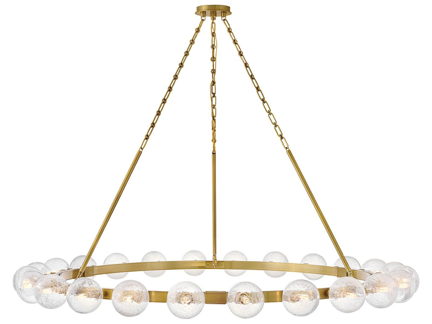 Fredrick Ramond 24-Light Coco Chandelier in Lacquered Brass with Crackled Glass