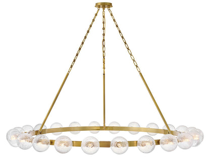 Fredrick Ramond 24-Light Coco Chandelier in Lacquered Brass with Crackled Glass