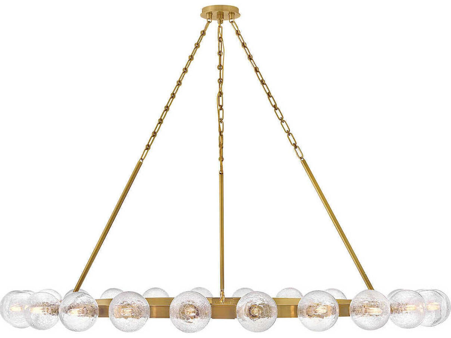 Fredrick Ramond 24-Light Coco Chandelier in Lacquered Brass with Crackled Glass
