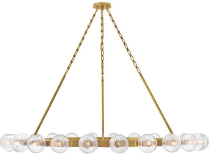 Fredrick Ramond 24-Light Coco Chandelier in Lacquered Brass with Crackled Glass