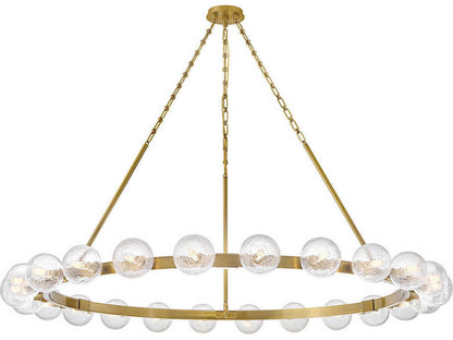 Fredrick Ramond 24-Light Coco Chandelier in Lacquered Brass with Crackled Glass