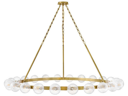 Fredrick Ramond 24-Light Coco Chandelier in Lacquered Brass with Crackled Glass