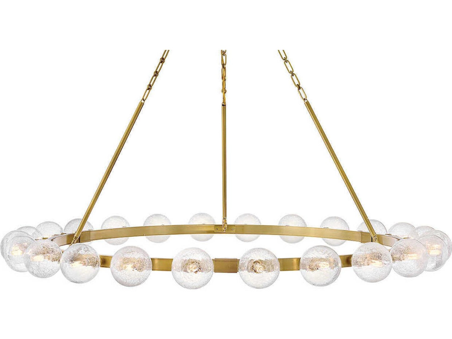 Fredrick Ramond 24-Light Coco Chandelier in Lacquered Brass with Crackled Glass