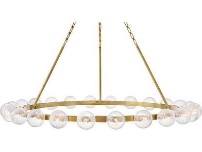 Fredrick Ramond 24-Light Coco Chandelier in Lacquered Brass with Crackled Glass