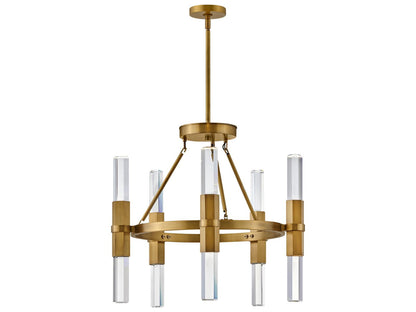 Fredrick Ramond Cecily 10-Light Heritage Brass Crystal Glass Chandelier
