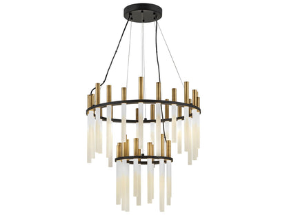 Fredrick Ramond Echo LED Multi Tier Chandelier in Black and Heritage Brass