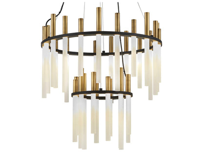 Fredrick Ramond Echo LED Multi Tier Chandelier in Black and Heritage Brass