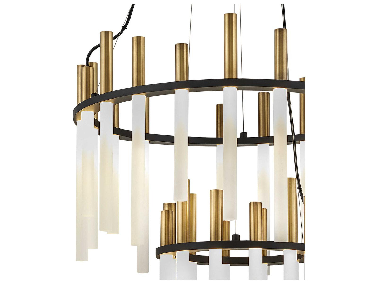 Fredrick Ramond Echo LED Multi Tier Chandelier in Black and Heritage Brass