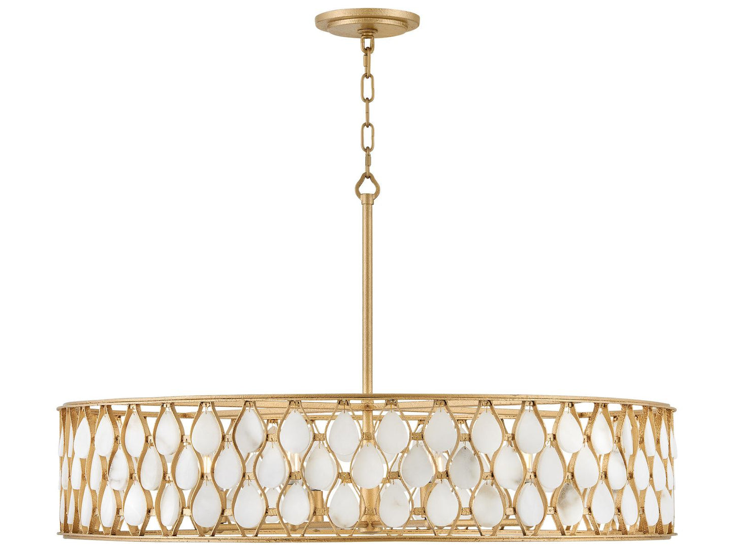 Fredrick Ramond Estie 8-Light Piastra Gold Chandelier with Alabaster Shade
