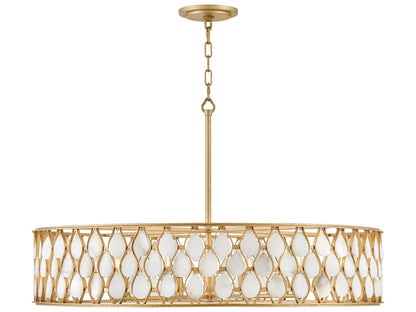 Fredrick Ramond Estie 8-Light Piastra Gold Chandelier with Alabaster Shade