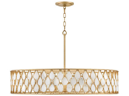 Fredrick Ramond Estie 8-Light Piastra Gold Chandelier with Alabaster Shade