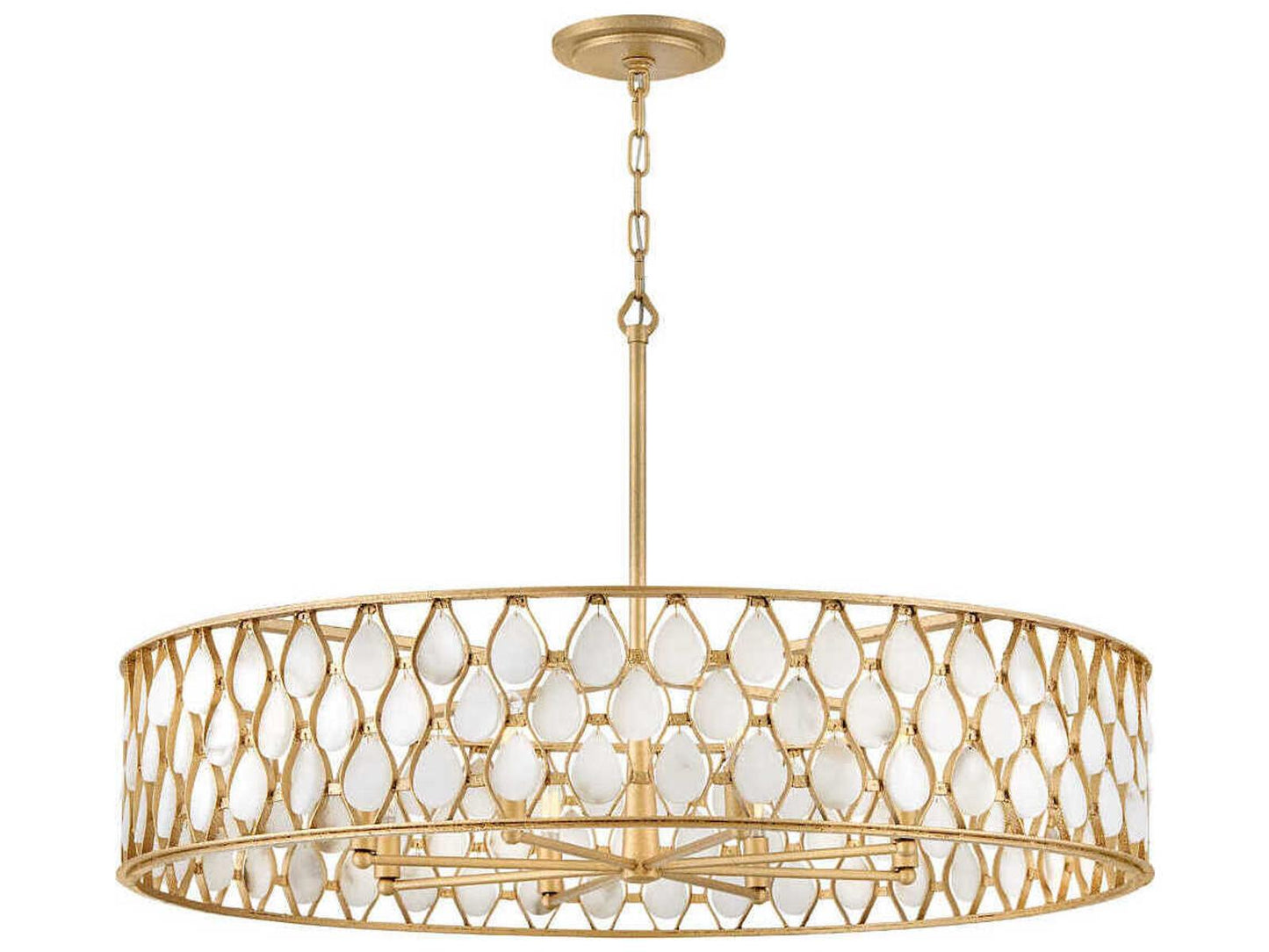 Fredrick Ramond Estie 8-Light Piastra Gold Chandelier with Alabaster Shade