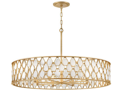 Fredrick Ramond Estie 8-Light Piastra Gold Chandelier with Alabaster Shade