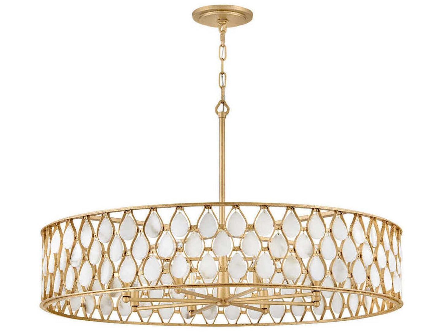Fredrick Ramond Estie 8-Light Piastra Gold Chandelier with Alabaster Shade