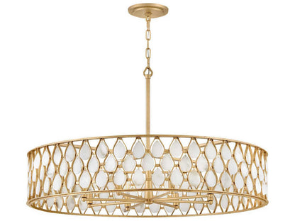 Fredrick Ramond Estie 8-Light Piastra Gold Chandelier with Alabaster Shade