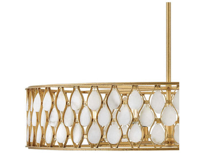 Fredrick Ramond Estie 8-Light Piastra Gold Chandelier with Alabaster Shade