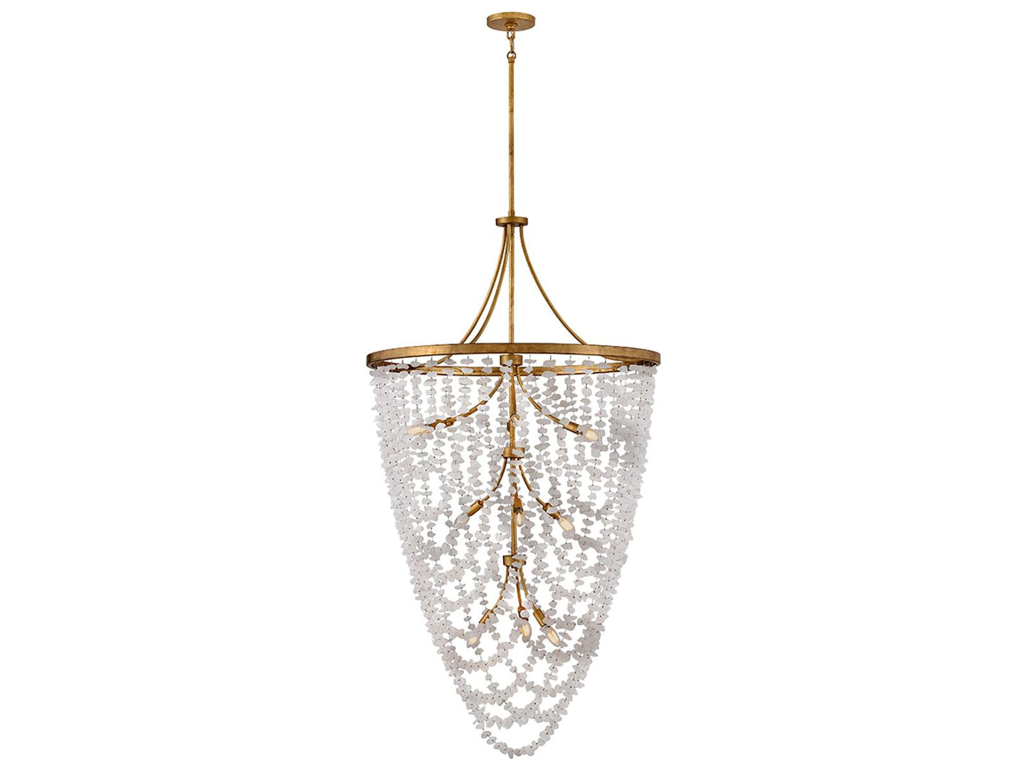 Fredrick Ramond Myra 12-Light Tiered Chandelier in Distressed Brass with Rock Crystal