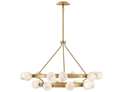 Fredrick Ramond Selene 18-Light Lacquered Brass Globe Chandelier with Swirled Glass