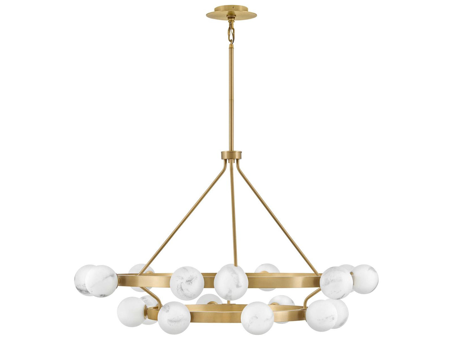 Fredrick Ramond Selene 18-Light Lacquered Brass Globe Chandelier with Swirled Glass