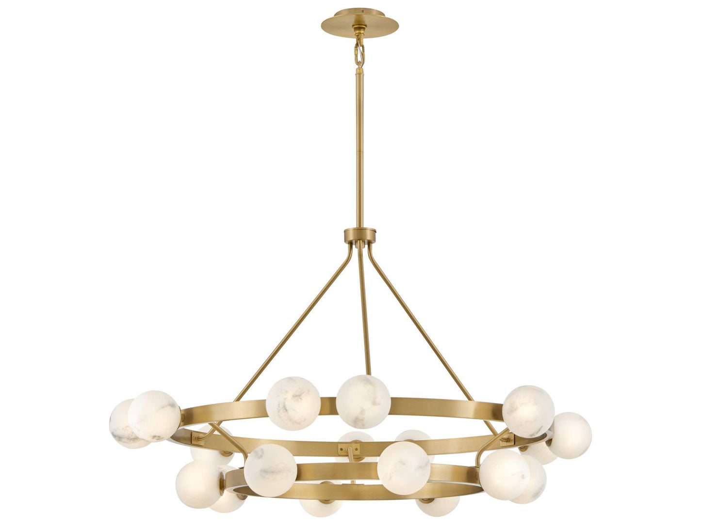 Fredrick Ramond Selene 18-Light Lacquered Brass Globe Chandelier with Swirled Glass