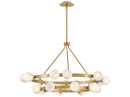 Fredrick Ramond Selene 18-Light Lacquered Brass Globe Chandelier with Swirled Glass