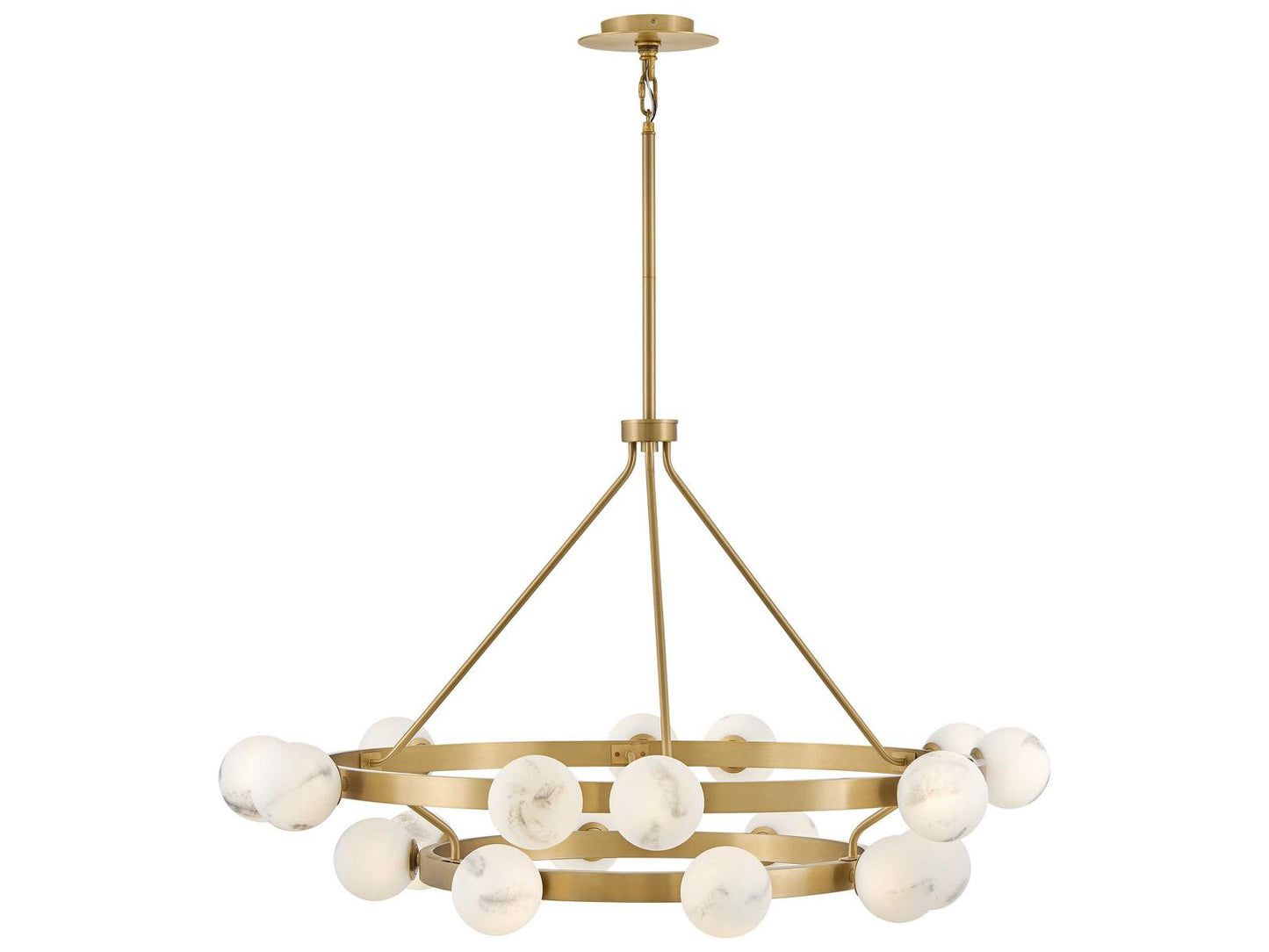 Fredrick Ramond Selene 18-Light Lacquered Brass Globe Chandelier with Swirled Glass