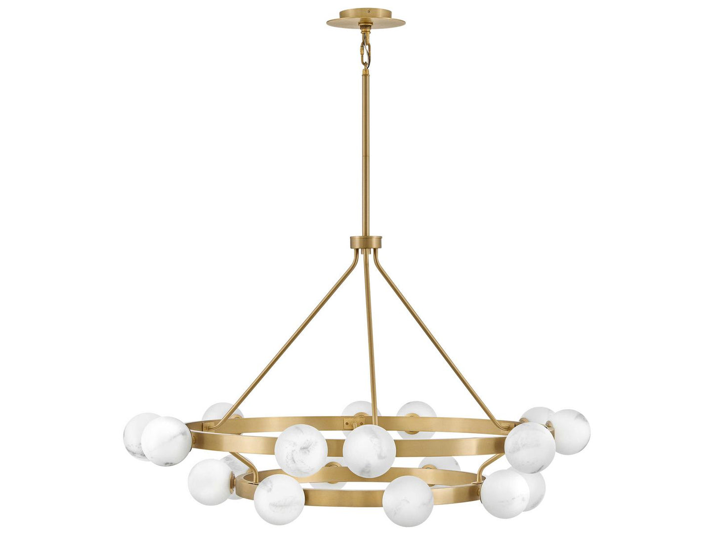 Fredrick Ramond Selene 18-Light Lacquered Brass Globe Chandelier with Swirled Glass
