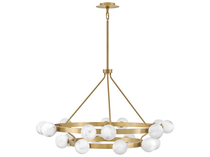 Fredrick Ramond Selene 18-Light Lacquered Brass Globe Chandelier with Swirled Glass