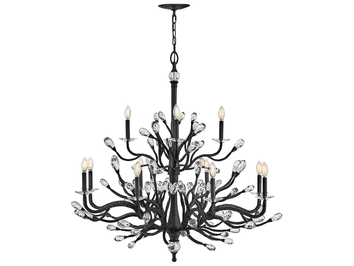 Fredrick Ramond Eve 12-Light Chandelier in Brushed Graphite with Crystal Accents
