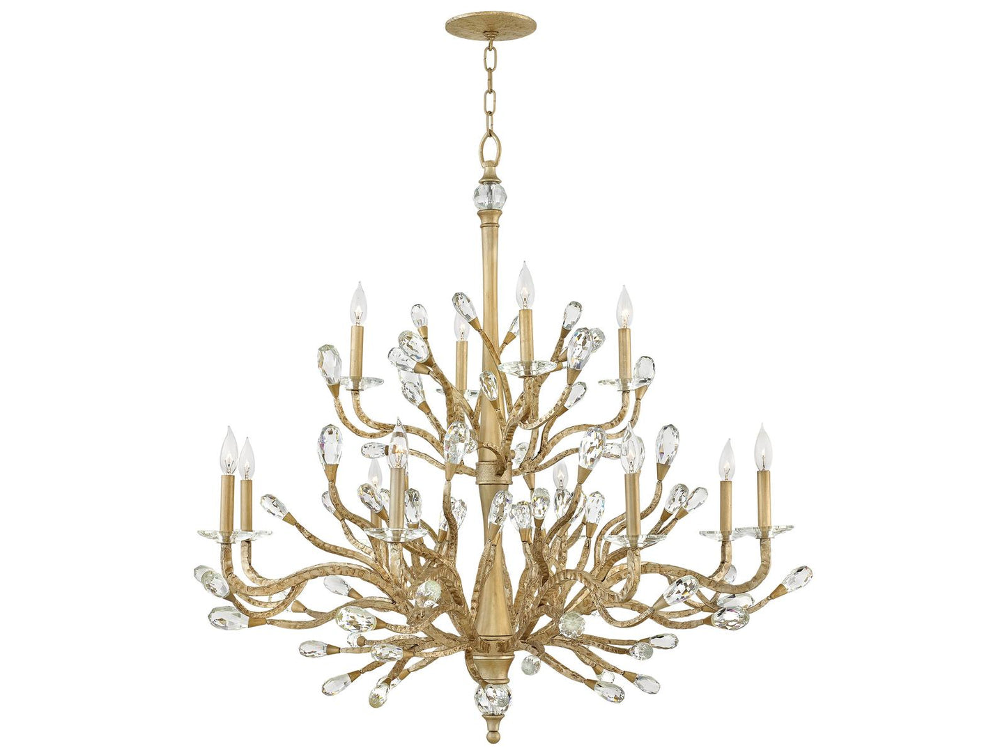 Fredrick Ramond 12-Light Eve Foyer Chandelier in Champagne Gold with Crystal