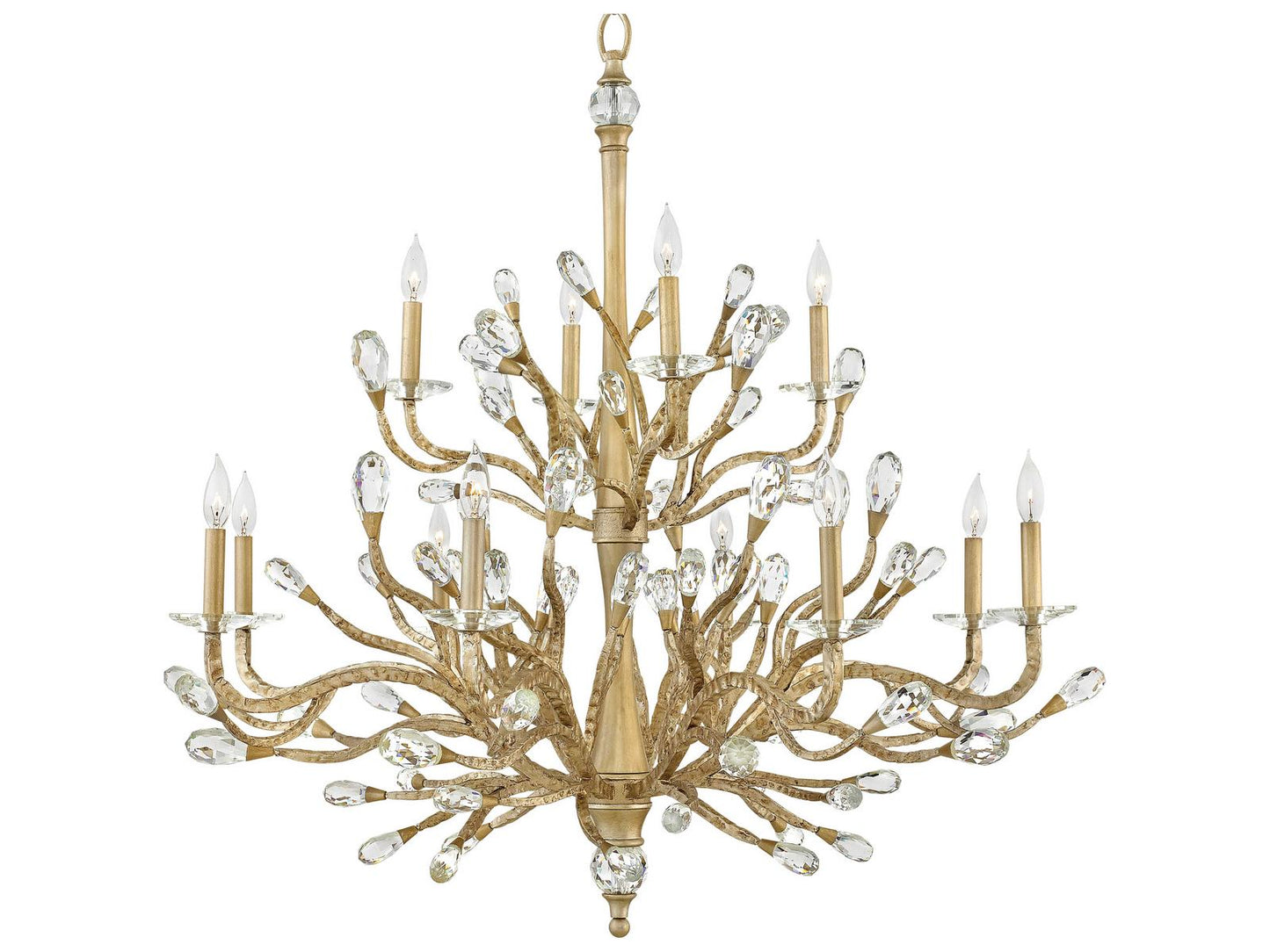 Fredrick Ramond 12-Light Eve Foyer Chandelier in Champagne Gold with Crystal