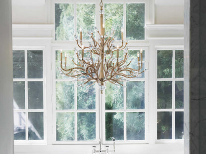 Fredrick Ramond 12-Light Eve Foyer Chandelier in Champagne Gold with Crystal