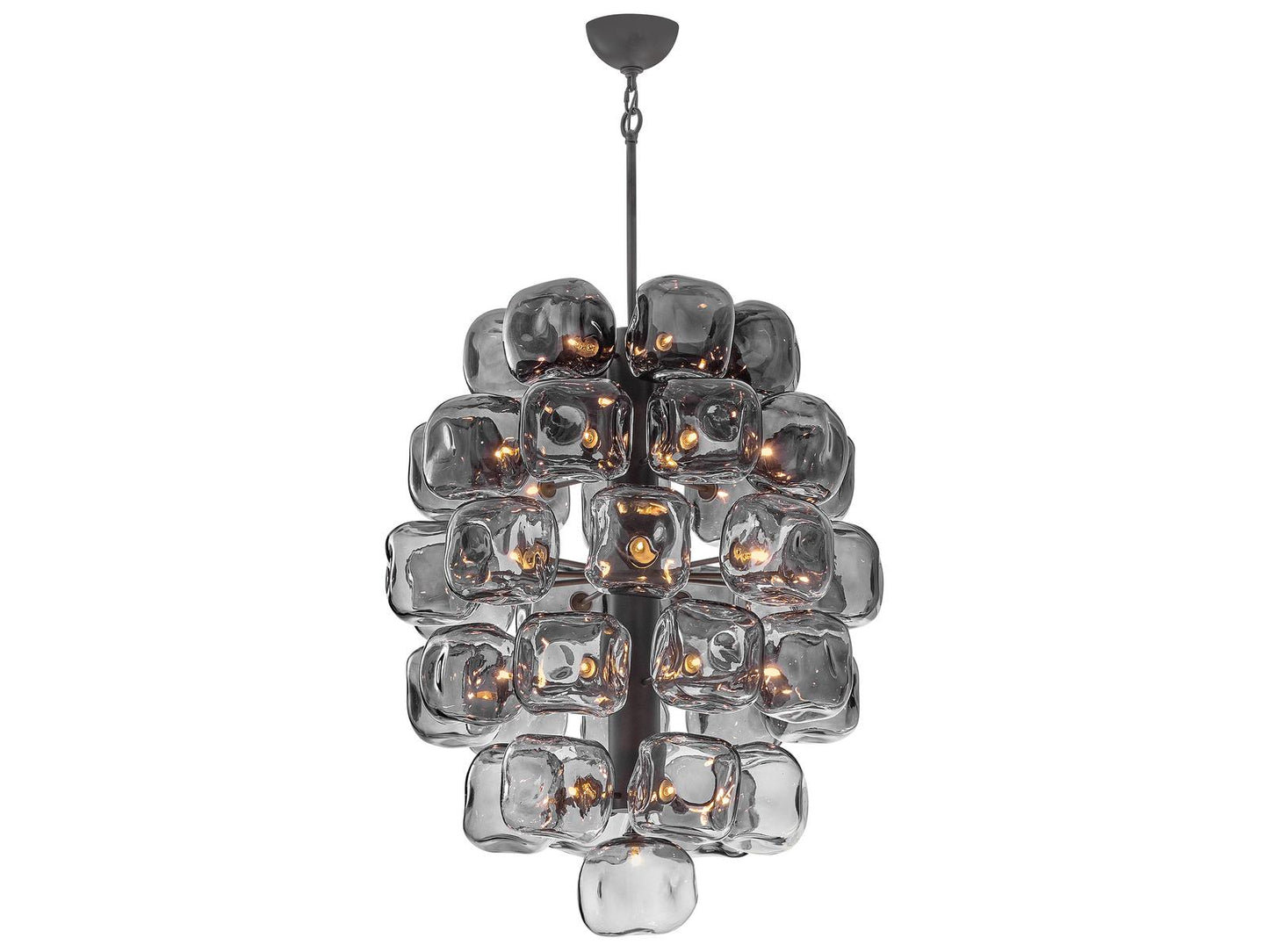Fredrick Ramond Perriand 40-Light Geometric Tiered Chandelier in Brushed Graphite with Smoke Glass