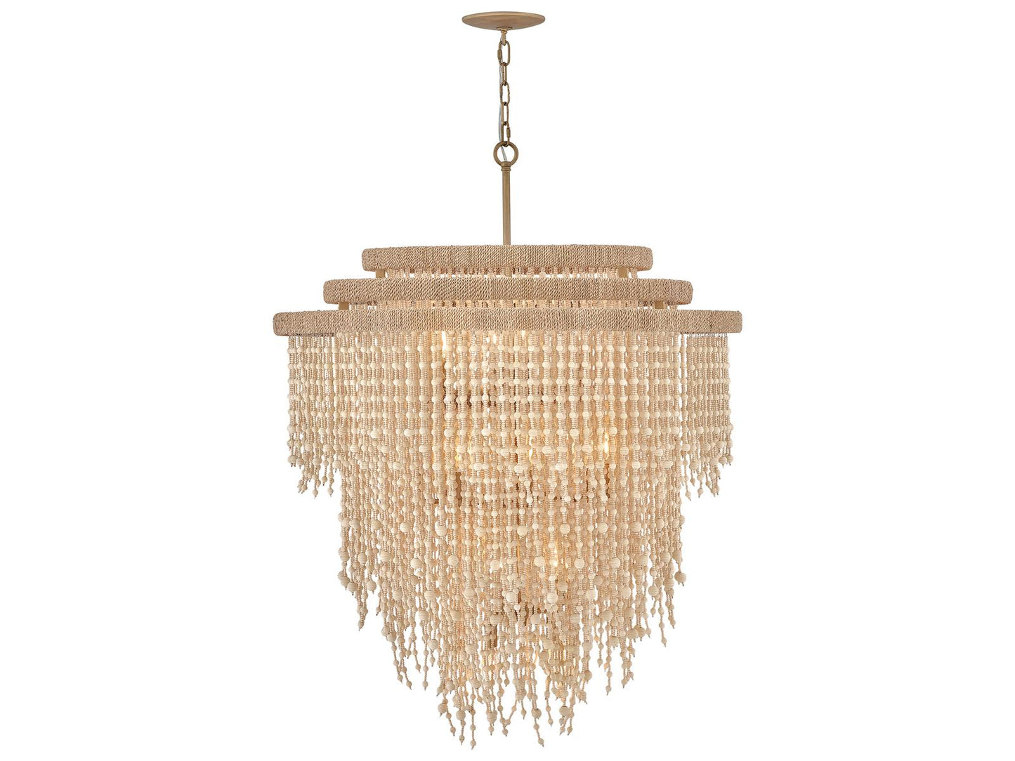 Fredrick Ramond 17-Light Freya Chandelier in Burnished Gold with Wooden Beads