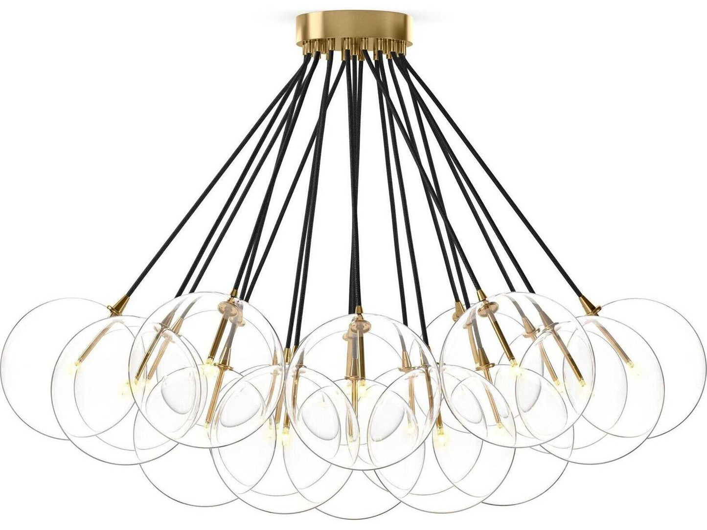 Four Hands Schwung Cloud 19-Light Chandelier in Burnished Brass and Clear Glass