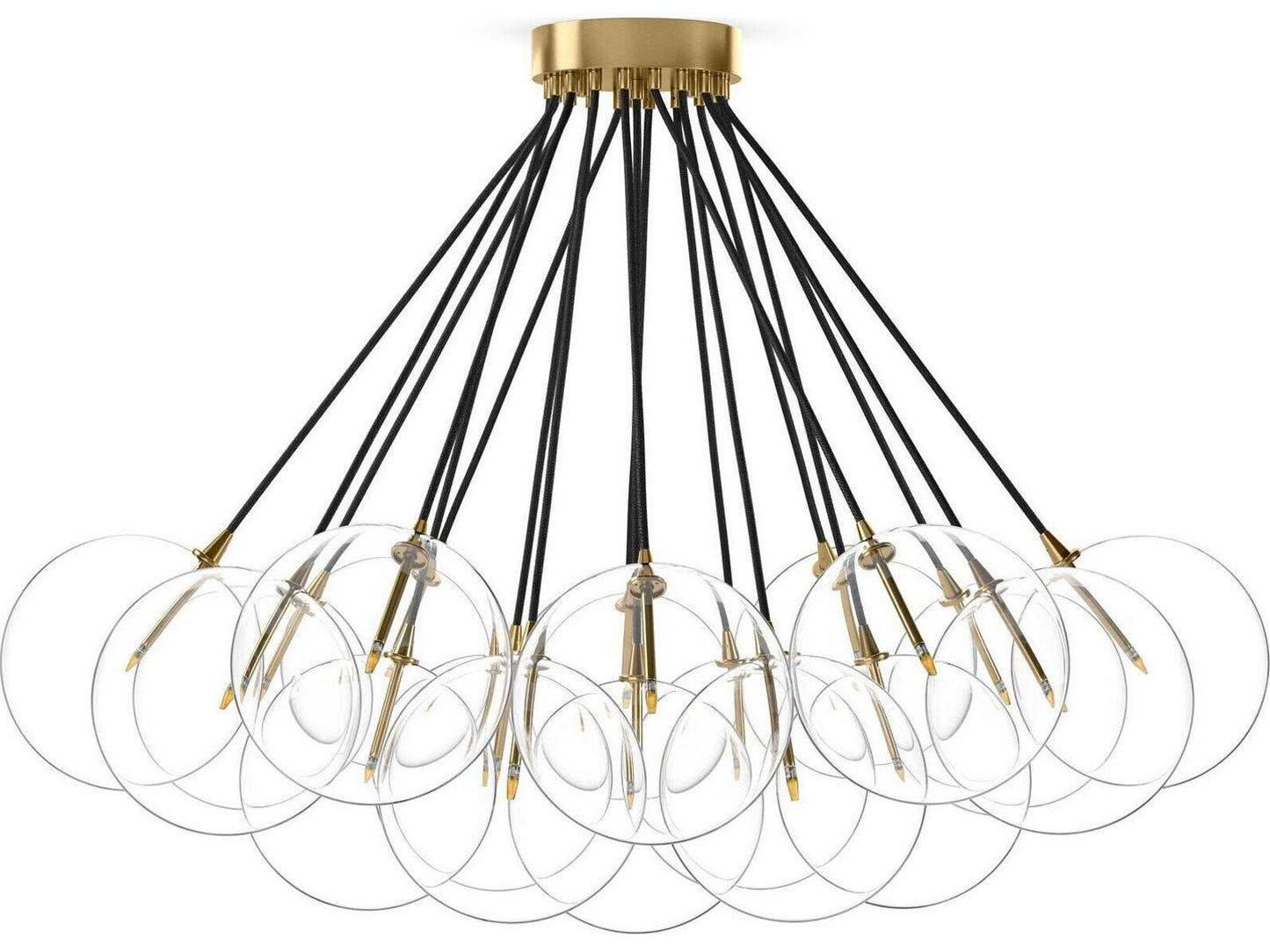 Four Hands Schwung Cloud 19-Light Chandelier in Burnished Brass and Clear Glass