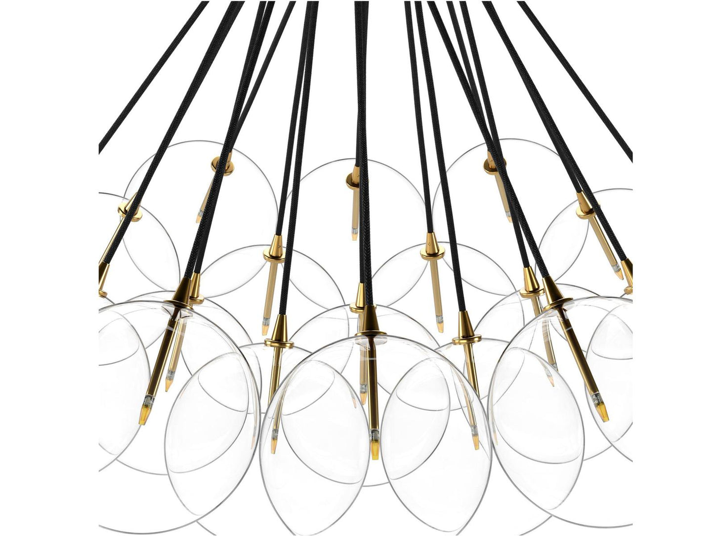 Four Hands Schwung Cloud 19-Light Chandelier in Burnished Brass and Clear Glass