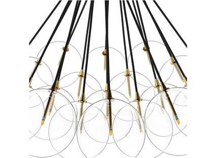 Four Hands Schwung Cloud 19-Light Chandelier in Burnished Brass and Clear Glass